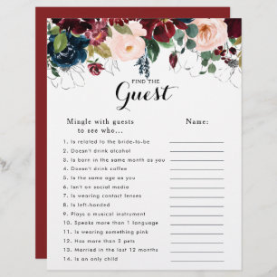 Fall Floral Bridal Shower Find the Guest Game