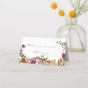 Fall Floral Bridal Shower Folded Place Card