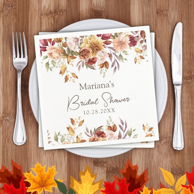 Fall Floral Bridal Shower Napkin (Creator Uploaded)