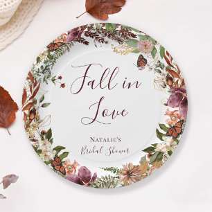 Fall Floral Bridal Shower Paper Plate