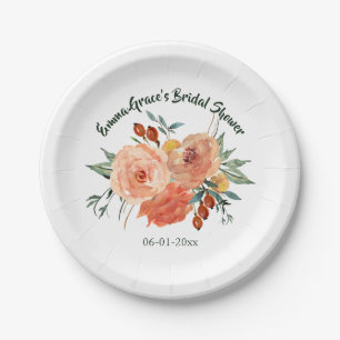 Fall Floral Bridal Shower Paper Plate