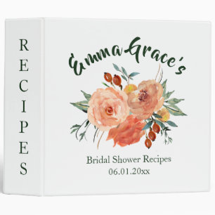 Fall Floral Bridal Shower Recipe Binder