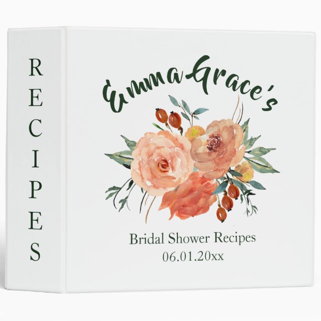 Fall Floral Bridal Shower Recipe Binder (Front/Spine)