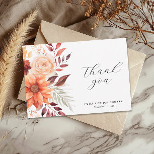 Fall Floral Bridal Shower Thank You Card