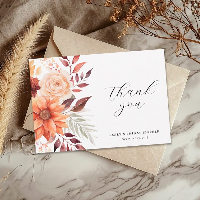 Fall Floral Bridal Shower Thank You Card (Creator Uploaded)