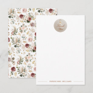 Fall Floral Bridal Shower Thank You Card