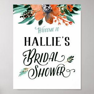 Fall Floral Bridal Shower Welcome Sign