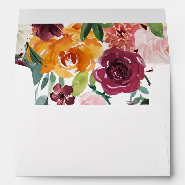 Fall floral burgundy floral envelopes 5x7 card (Back (Bottom))