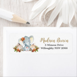 Fall Floral Citrouille mignon Elephant Adresse de 