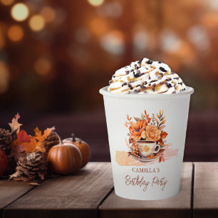 Fall Floral Cottage Core Teacup Birthday Tea Party Paper Cups