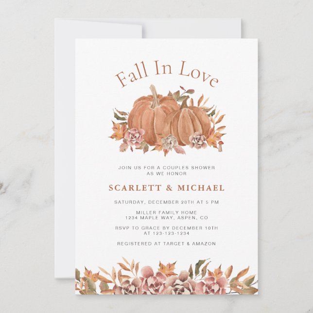 Fall Floral Couples Shower Invitation (Front)