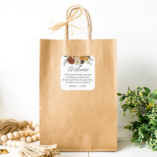 Fall Floral Custom Wedding Welcome Bag Square Sticker