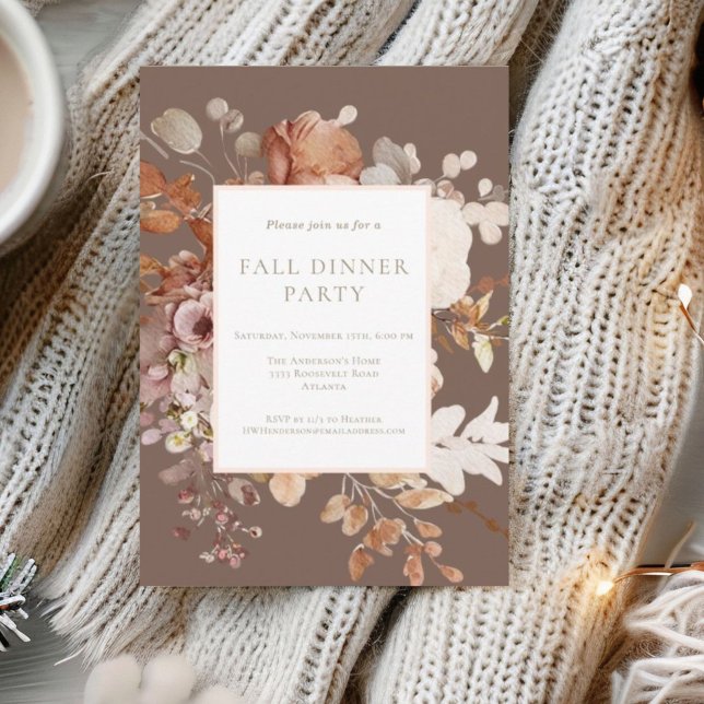  Fall Floral Dinner Party Thanksgiving Invitation (Creator Uploaded)