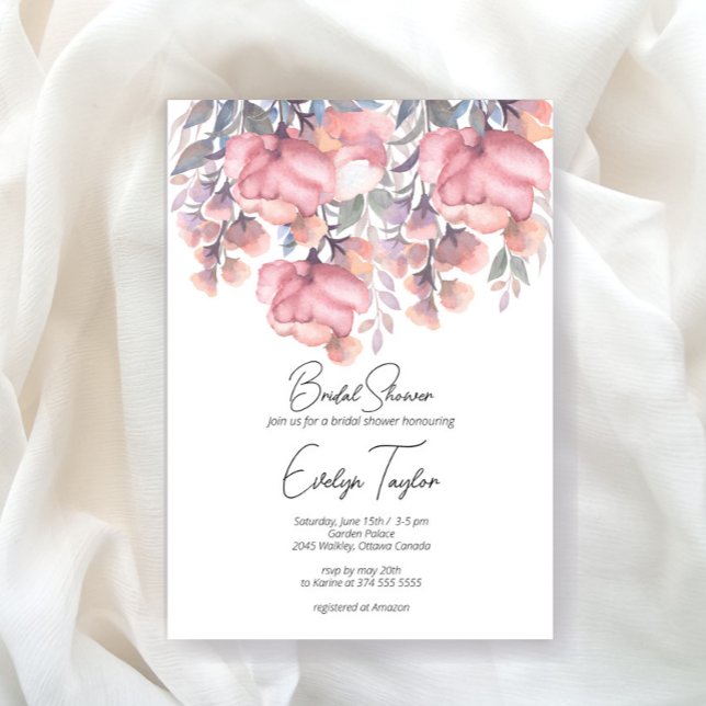 Fall floral Dusty rose Bridal Shower Invitation (Creator Uploaded)