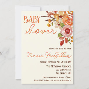 Fall Floral, Fall Leaves, Twigs, Baby Shower Invitation