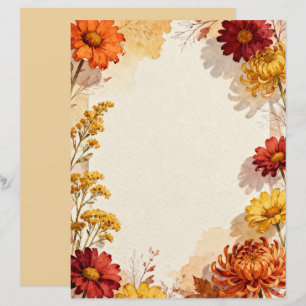 Fall Floral Fantasy Stationery Paper