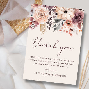 Fall Floral Flat Thank You Card