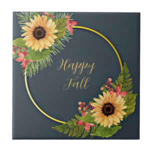 Fall floral frame with customizable text tile