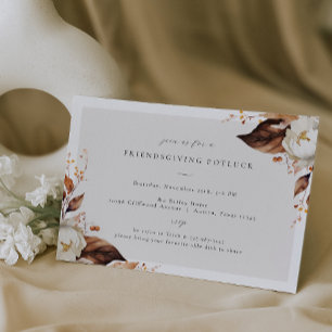Fall Floral Friendsgiving Dinner Party Invitation