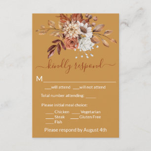 Fall Floral Gold Enclosure RSVP Card