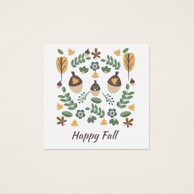 Fall Floral Greenery Leaves Acorns Display Cards (Front)