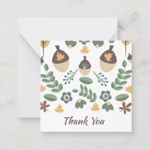 Fall Floral Greenery Leaves Acorns Thank You  Card