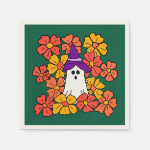 Fall Floral Halloween Ghost  Napkin