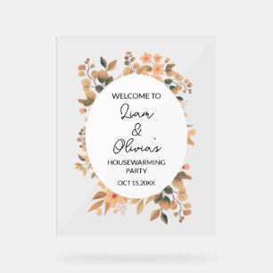 Fall Floral Housewarming Party Entrance Welcome Acrylic Sign