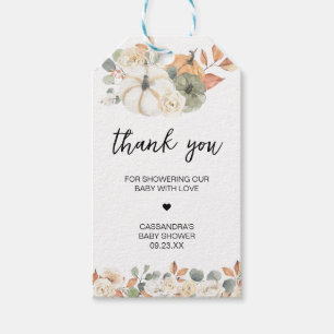 Fall Floral Little Pumpkin Baby Shower Favour Tags
