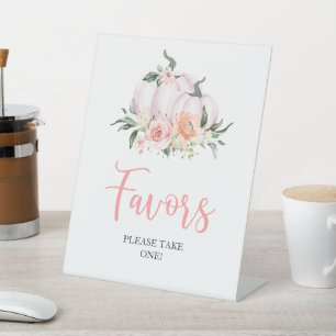 Fall Floral Little Pumpkin Favours  Pedestal Sign