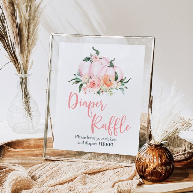 Fall Floral Little Pumpkin Shower Diaper Raffle  Poster (Creator Uploaded)