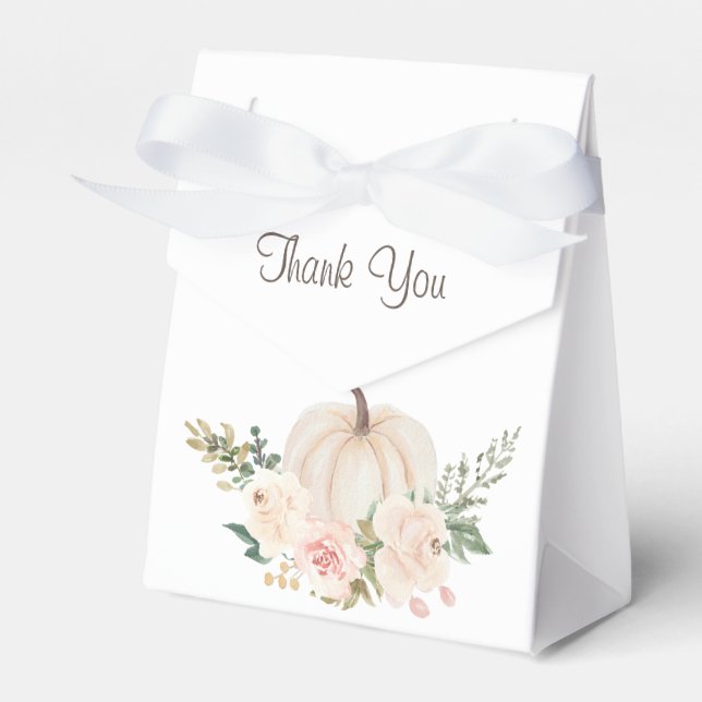 Fall Floral Little Pumpkin Thank You Favor Box (Front Side)