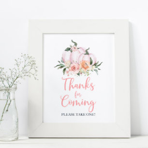 Fall Floral Little Pumpkin Thanks for Coming Poster