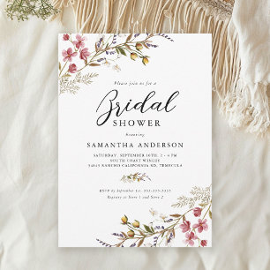 Fall Floral Modern Wildflowers Bridal Shower Invitation