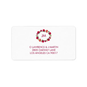 Fall Floral Monogram Wreath Address Label