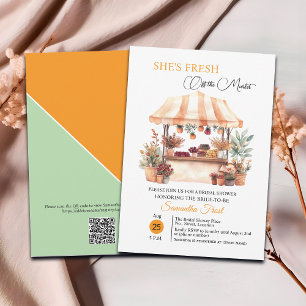 Fall Floral 'Off the Market' QR Code Bridal Shower Invitation