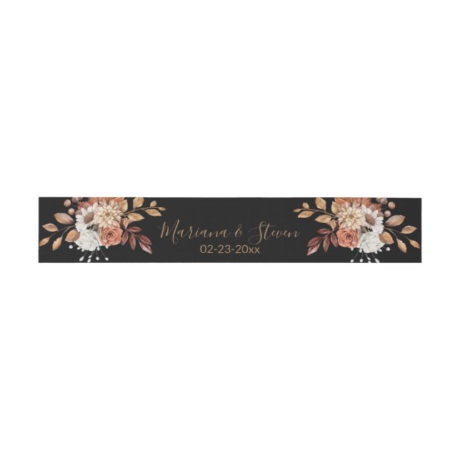 Fall Floral on Black Invitation Belly Band (Flat)