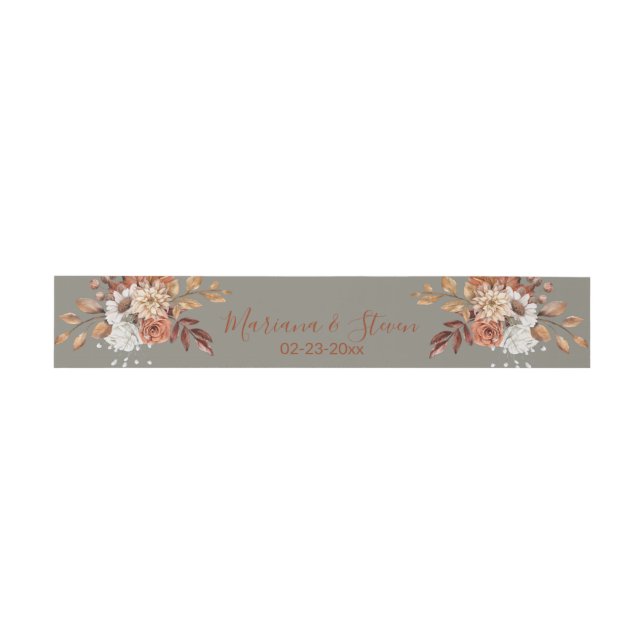 Fall Floral on Grey Invitation Belly Band (Flat)