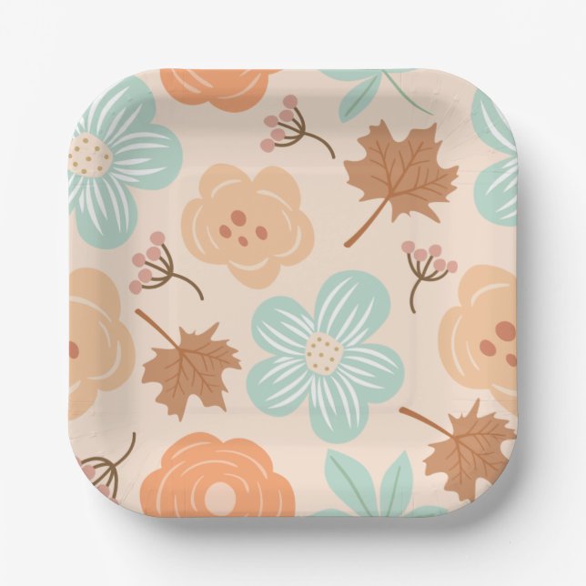 Fall Floral Paper Plate (Front)