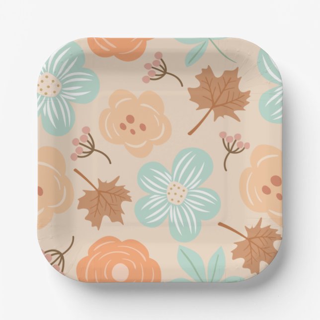 Fall Floral Paper Plate (Front)
