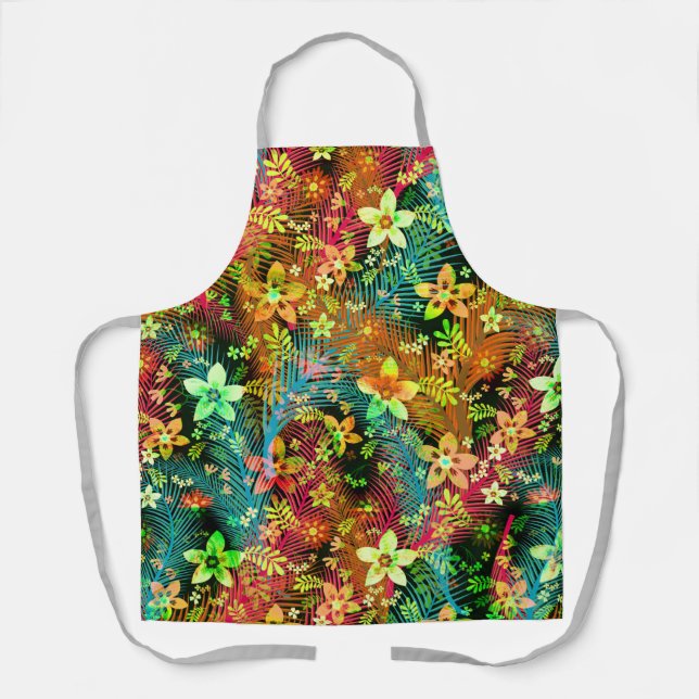 Fall Floral Pattern - Edelweiss Flower Geometric Apron (Front)