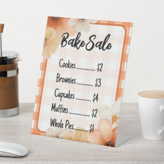 Fall Floral Plaid Bake Sale Sign Template