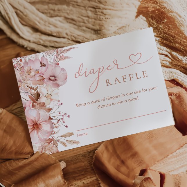 Fall Floral Pumpkin Baby Shower Diaper Raffle Enclosure Card (Creator Uploaded)