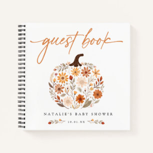 Fall Floral Pumpkin Baby Shower Guest Book