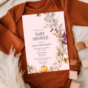 Fall Floral Pumpkin Boho Baby Shower Invitation