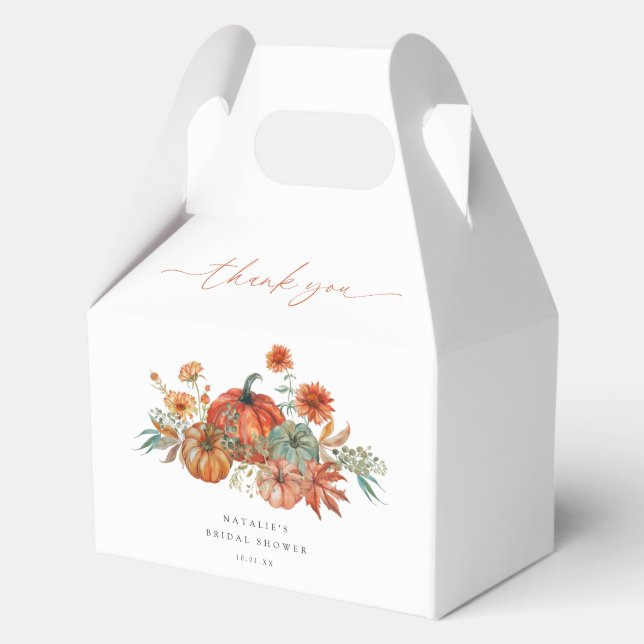 Fall Floral Pumpkin Bridal Shower Favor Box (Front)