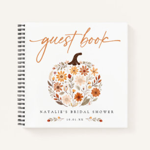 Fall Floral Pumpkin Bridal Shower Guest Book