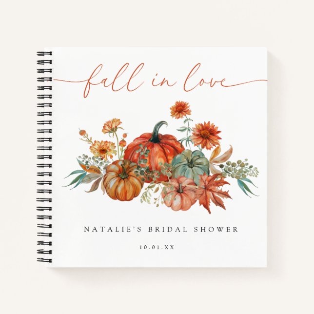 Fall Floral Pumpkin Bridal Shower Guest Book (Front)