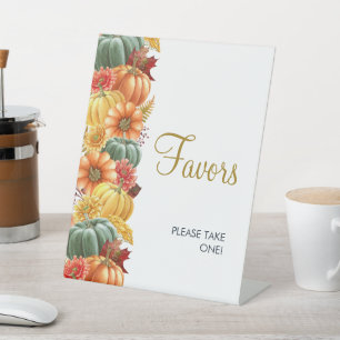 Fall Floral Pumpkin Favors Tabletop Sign