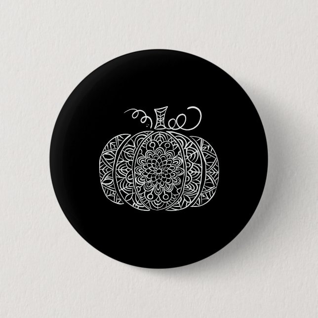 Fall Floral Pumpkin Graphic  2 Inch Round Button (Front)